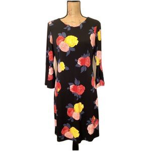 Tommy Hilfiger Bell Sleeve Cocktail Dress Black Multicolor Floral Spring Size‎ 6